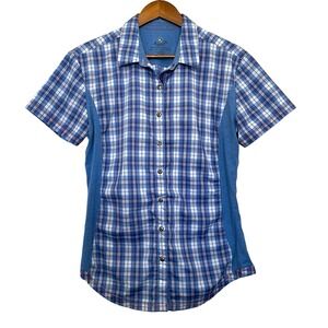 Kuhl Womens Suono Top Size L Blue Plaid‎ Button Front Outdoor Hiking Gorpcore